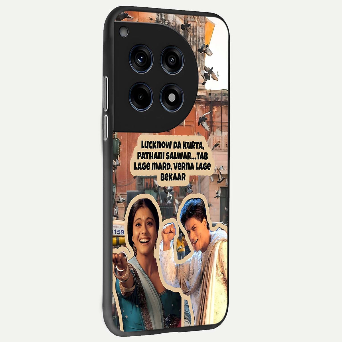 Desi Retro Vibes back cover For OnePlus 12R slim fit glass case with vibrant aesthetic design