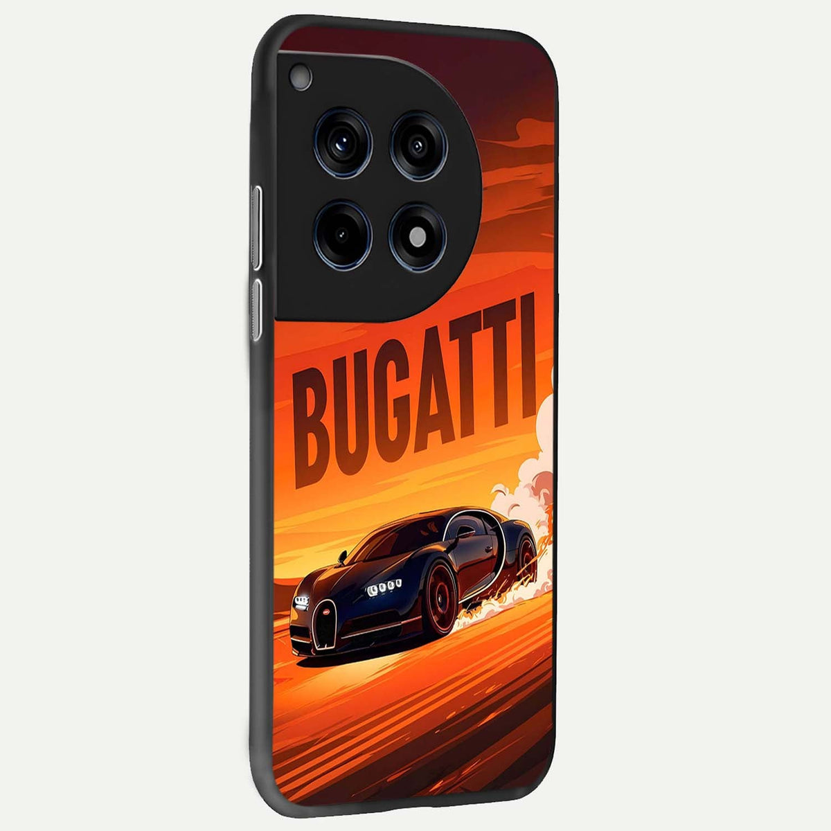 Inferno Bugatti Storm back cover For OnePlus 12R slim fit glass case with vibrant aesthetic design
