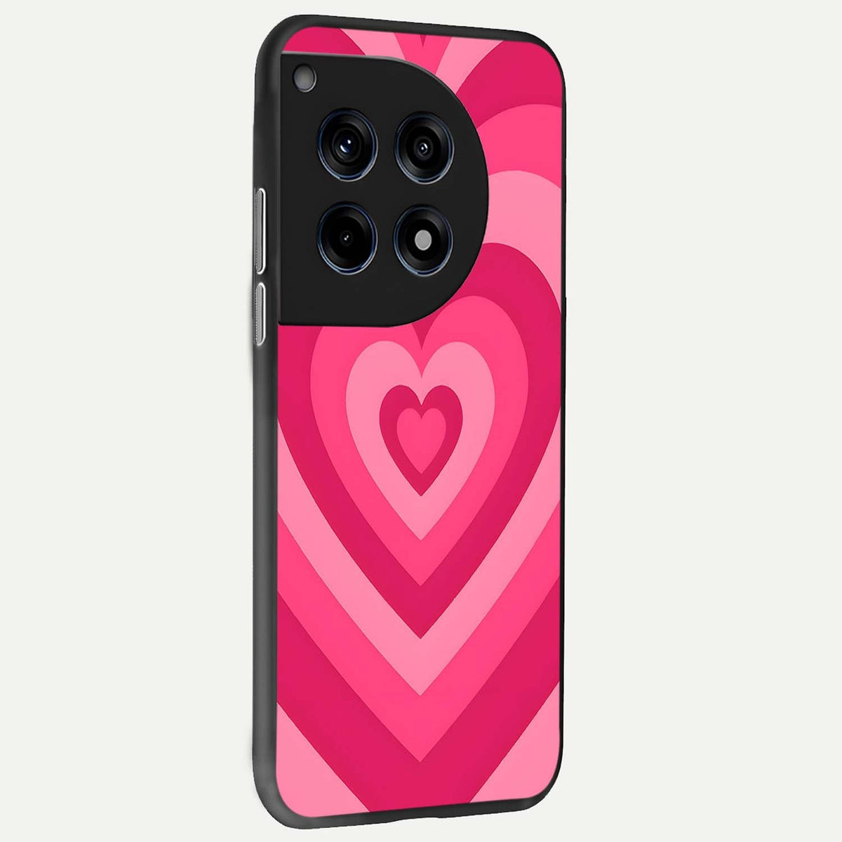 Layered Love Hearts back cover For OnePlus 12R slim fit glass case with vibrant aesthetic design