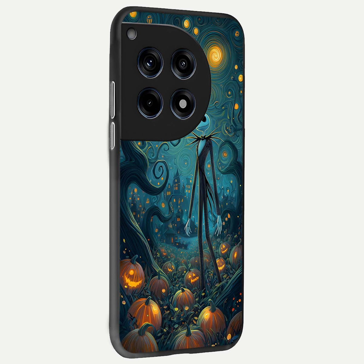 Pumpkin Moonlight Tale back cover For OnePlus 12R slim fit glass case with vibrant aesthetic design