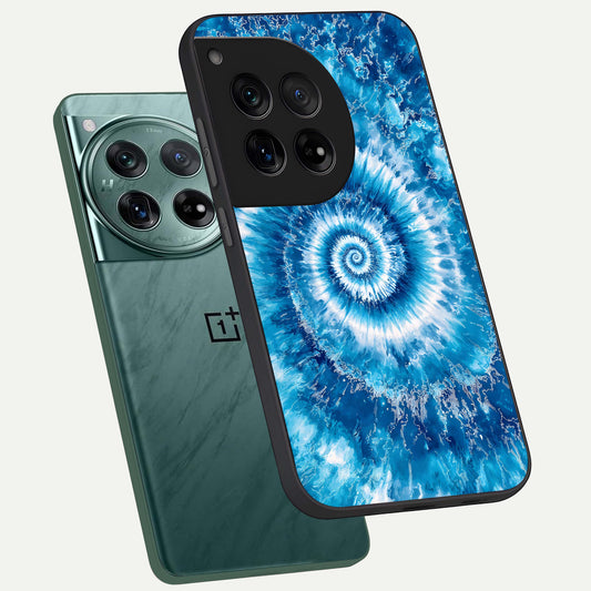 Blue Galaxy Wave phone case For OnePlus 12 showing premium glass back cover with detailed artwork
