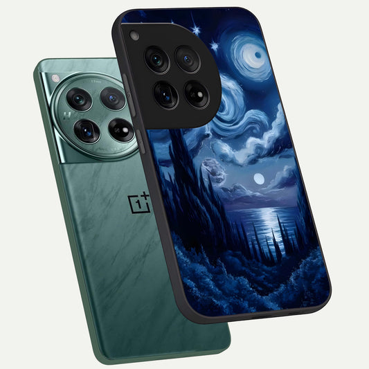 Celestial Dream Van Gogh phone case For OnePlus 12 showing premium glass back cover with detailed artwork