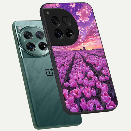 Lavender Dream Skies phone case For OnePlus 12 showing premium glass back cover with detailed artwork