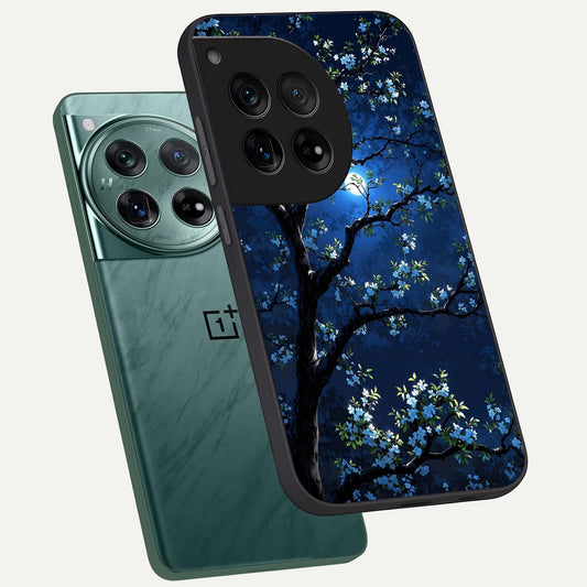 Mystic Floral Night phone case For OnePlus 12 showing premium glass back cover with detailed artwork