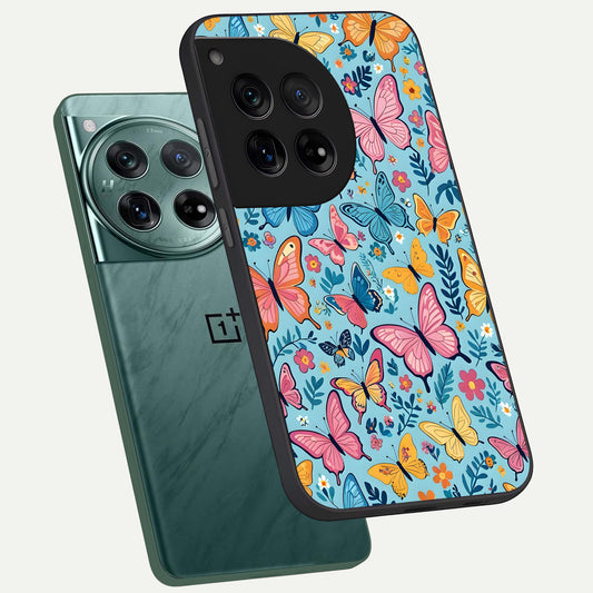 Spring Wing Garden phone case For OnePlus 12 showing premium glass back cover with detailed artwork