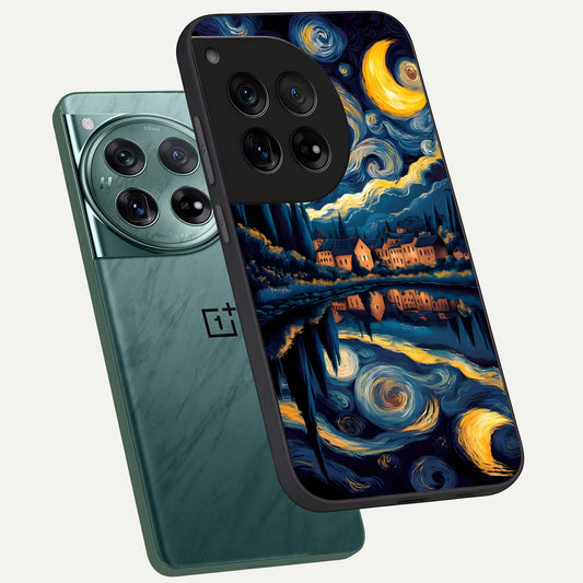Starry Sky Serenity phone case For OnePlus 12 showing premium glass back cover with detailed artwork