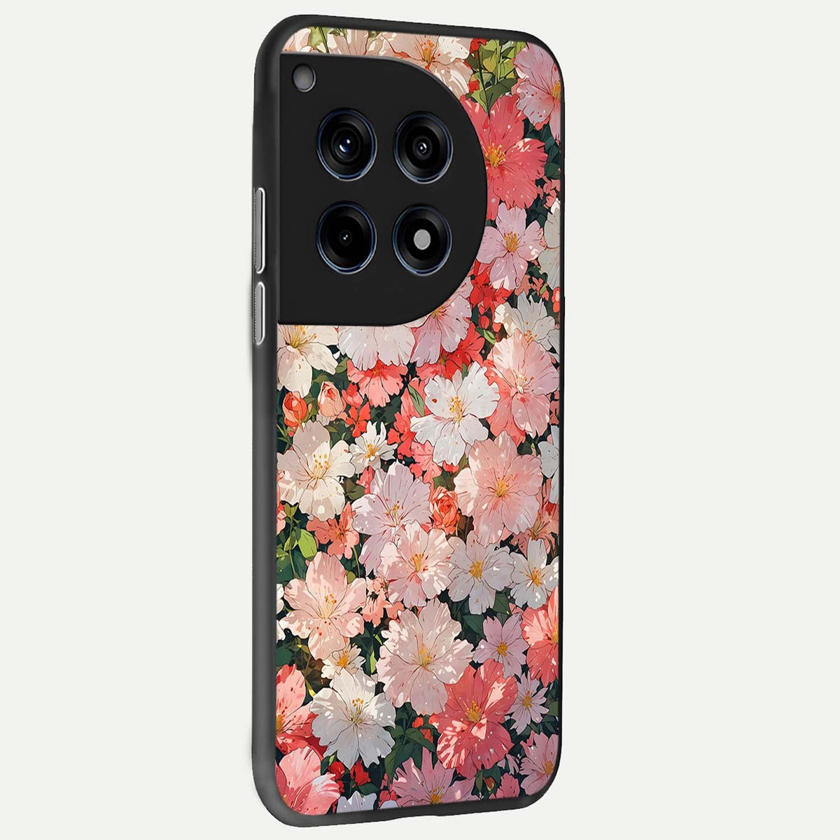 Blush Bloom Field back cover For OnePlus 12 slim fit glass case with vibrant aesthetic design