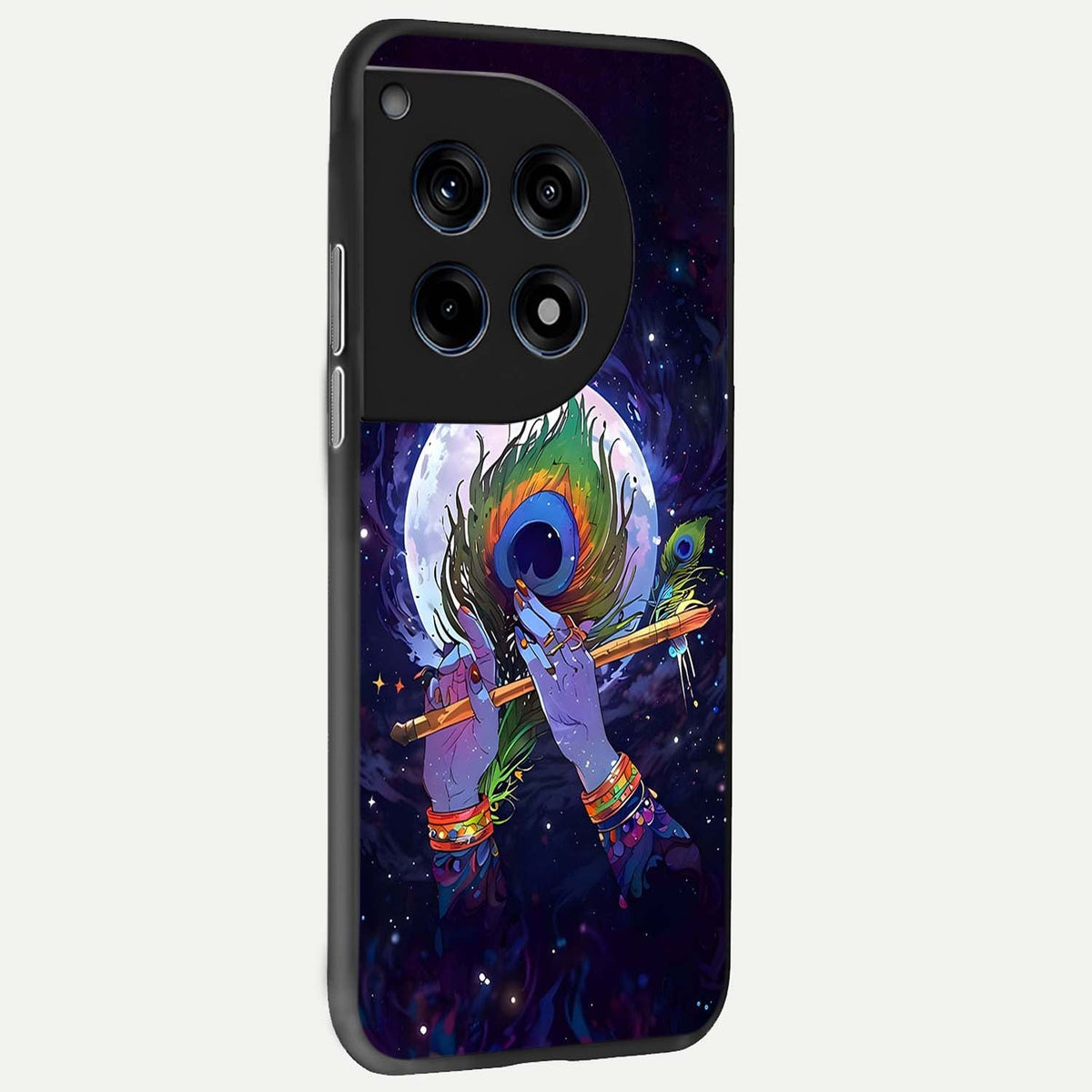 Krishna Hands Art back cover For OnePlus 12 slim fit glass case with vibrant aesthetic design