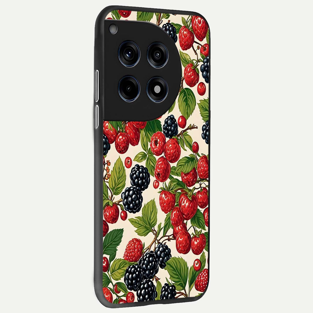 Mixed Berry Collage back cover For OnePlus 12 slim fit glass case with vibrant aesthetic design