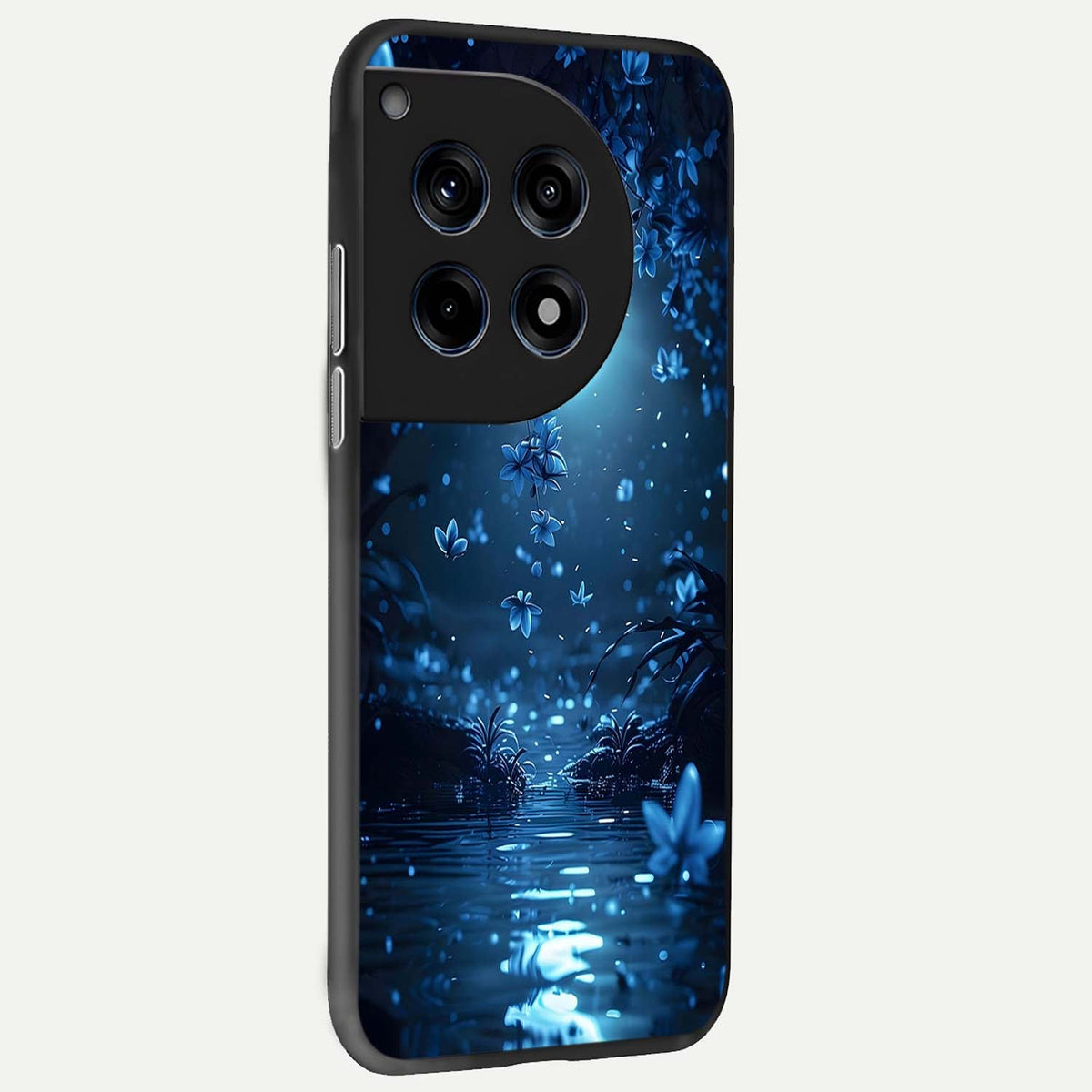 Moonlight Petal Dream back cover For OnePlus 12 slim fit glass case with vibrant aesthetic design