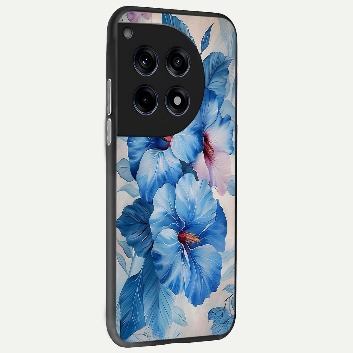 Ocean Hibiscus Grace back cover For OnePlus 12 slim fit glass case with vibrant aesthetic design