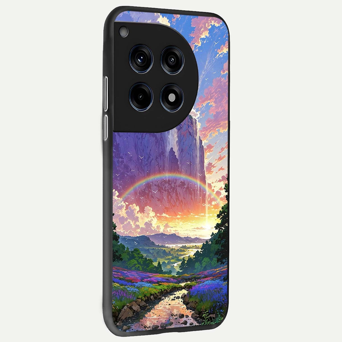 Rainbow Valley Dream back cover For OnePlus 12 slim fit glass case with vibrant aesthetic design
