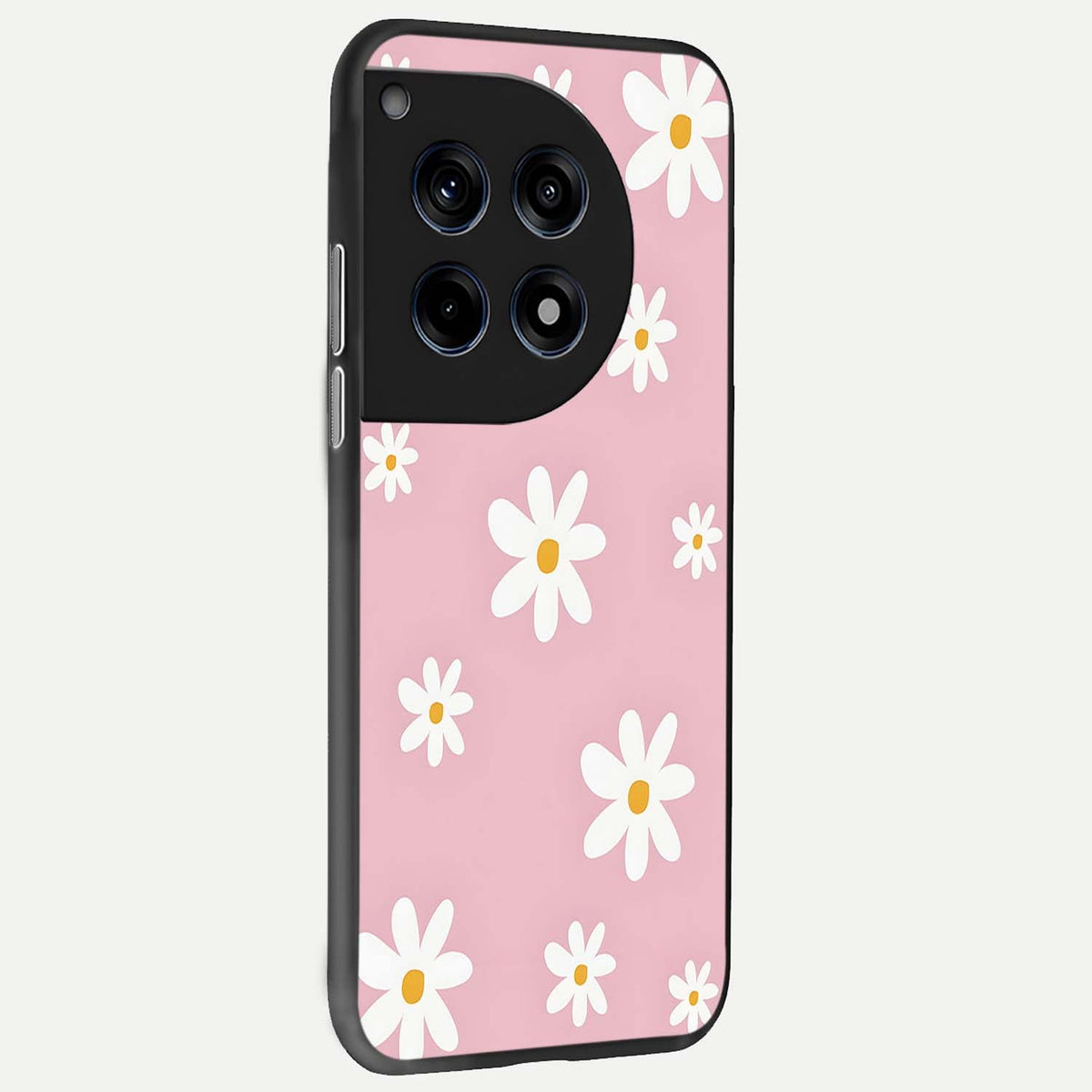 Soft Daisy Bliss back cover For OnePlus 12 slim fit glass case with vibrant aesthetic design