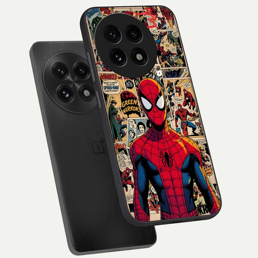 Aesthetic Spider phone case For OnePlus 13R showing premium glass back cover with detailed artwork