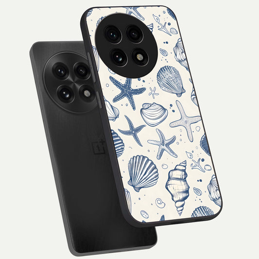 Blue Ocean Outline phone case For OnePlus 13R showing premium glass back cover with detailed artwork
