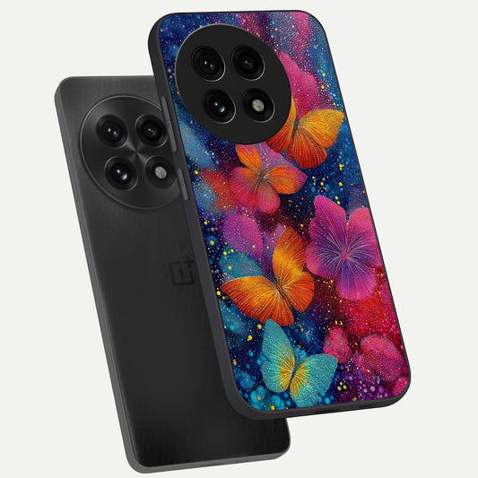 Butterfly Dream Mist phone case For OnePlus 13R showing premium glass back cover with detailed artwork
