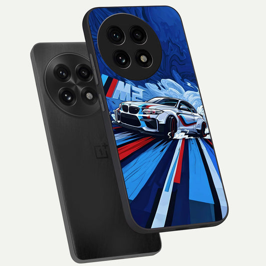 Drift Power Rush phone case For OnePlus 13R showing premium glass back cover with detailed artwork