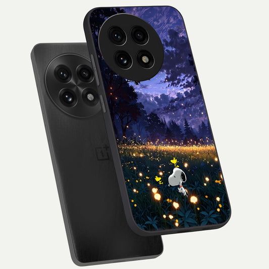 Firefly Meadow Magic phone case For OnePlus 13R showing premium glass back cover with detailed artwork