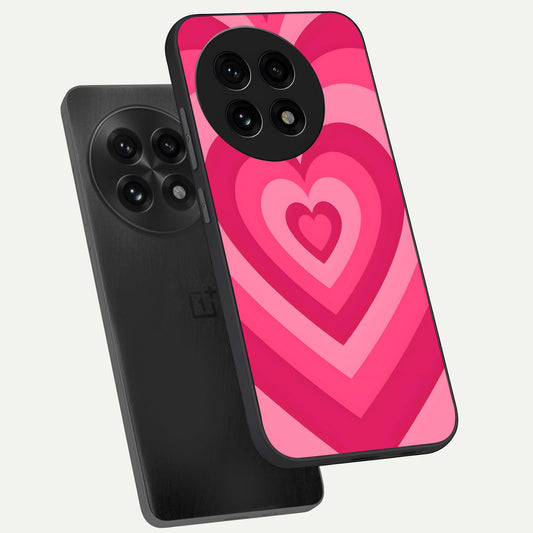 Layered Love Hearts phone case For OnePlus 13R showing premium glass back cover with detailed artwork