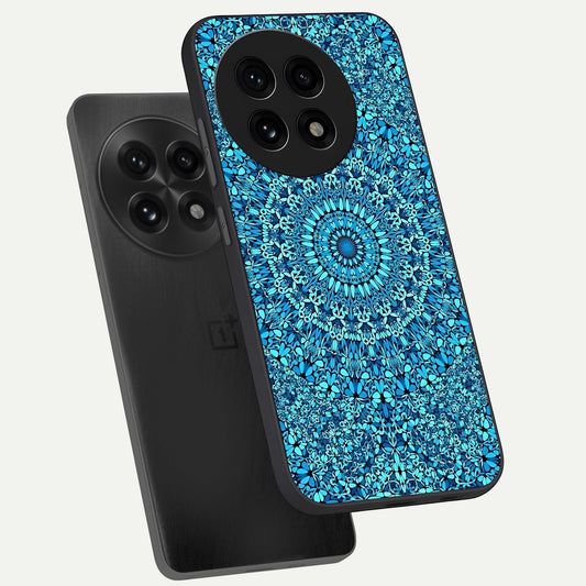 Ocean Bloom Mandala phone case For OnePlus 13R showing premium glass back cover with detailed artwork