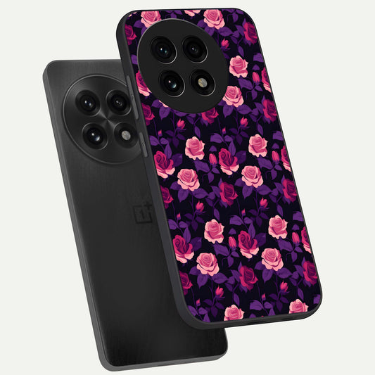 Rose Garden Twilight phone case For OnePlus 13R showing premium glass back cover with detailed artwork