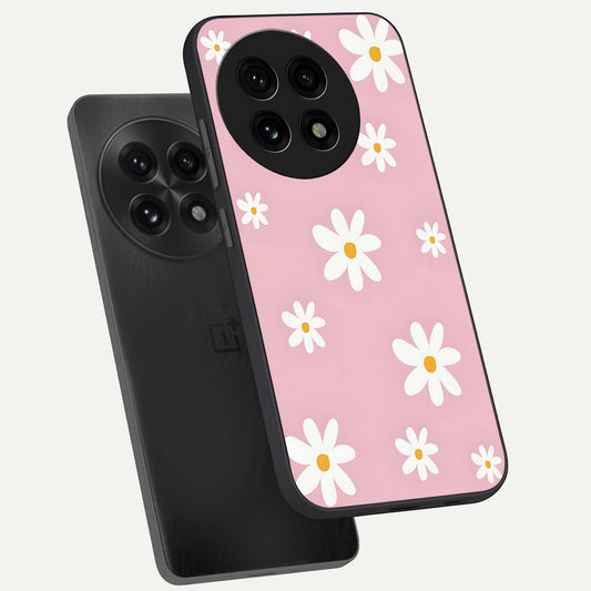 Soft Daisy Bliss phone case For OnePlus 13R showing premium glass back cover with detailed artwork