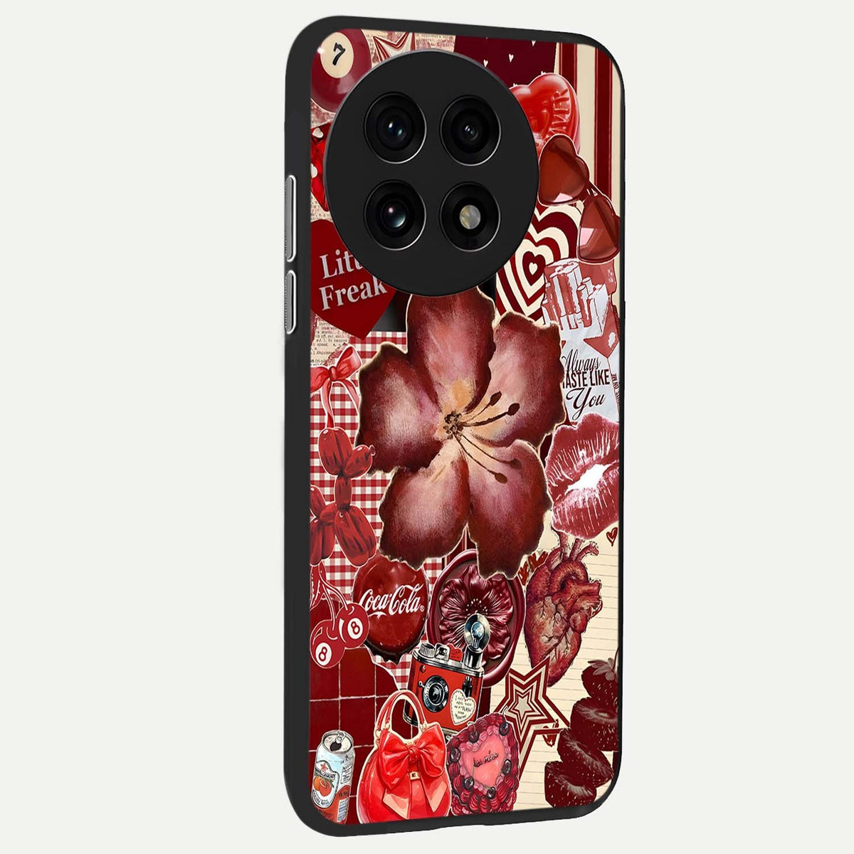 Aesthetic Little Freak back cover For OnePlus 13R slim fit glass case with vibrant aesthetic design