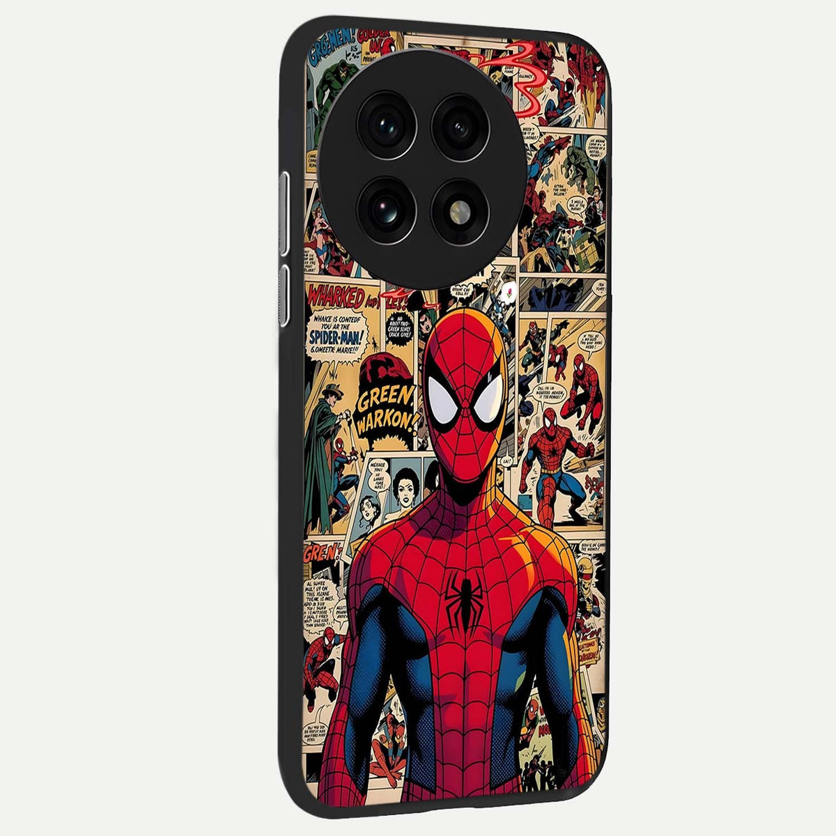 Aesthetic Spider back cover For OnePlus 13R slim fit glass case with vibrant aesthetic design