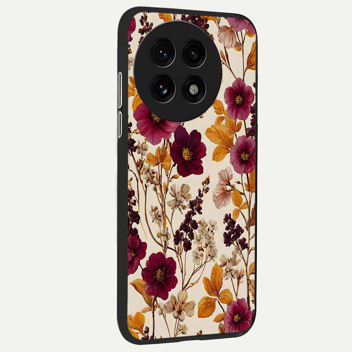 Autumn Wine Bloom back cover For OnePlus 13R slim fit glass case with vibrant aesthetic design