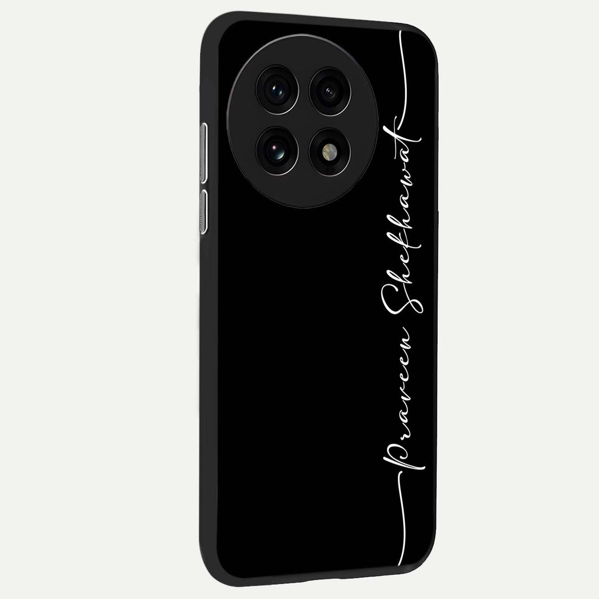 Black Tune Custom Name back cover For OnePlus 13R slim fit glass case with vibrant aesthetic design