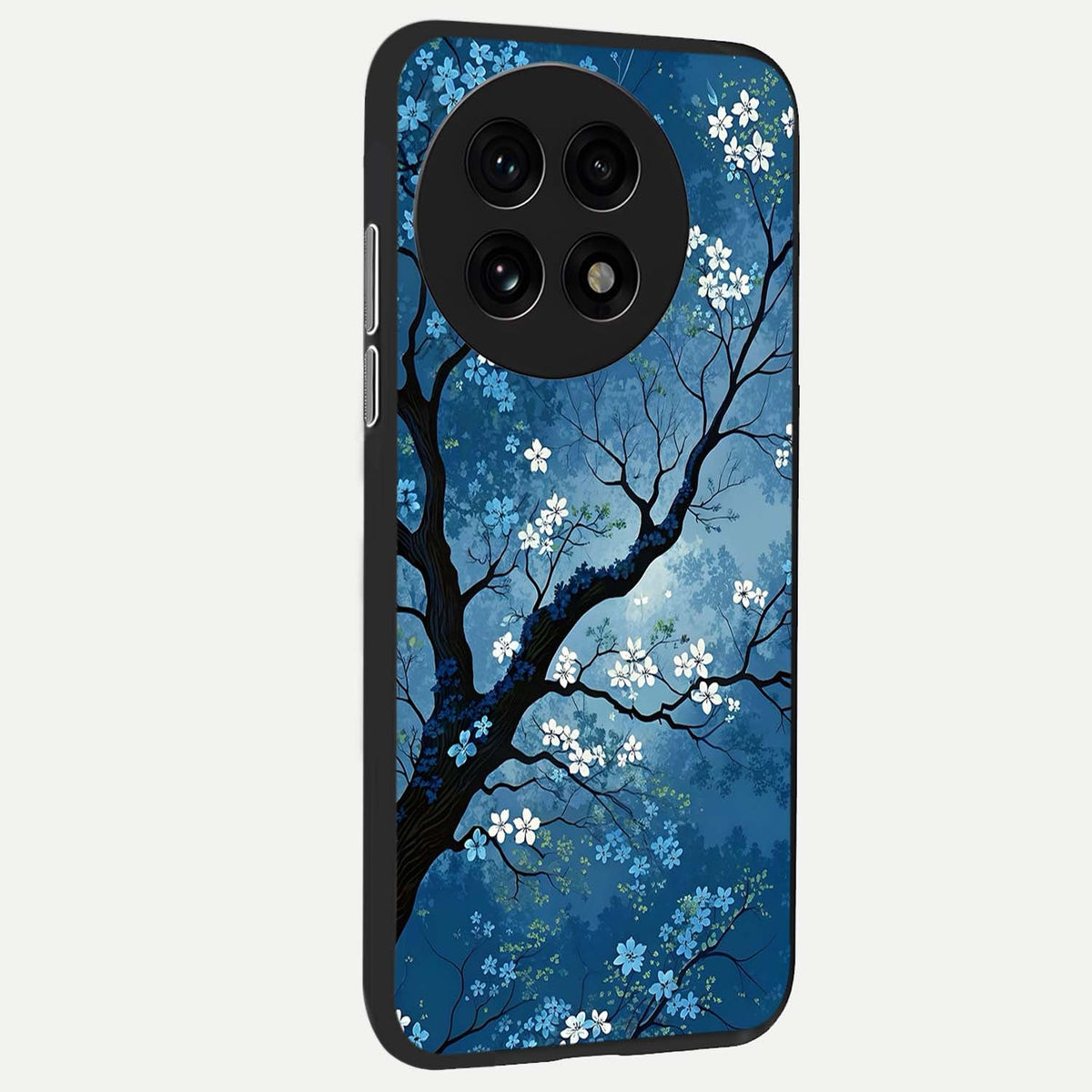 Blue Tree Serenity back cover For OnePlus 13R slim fit glass case with vibrant aesthetic design