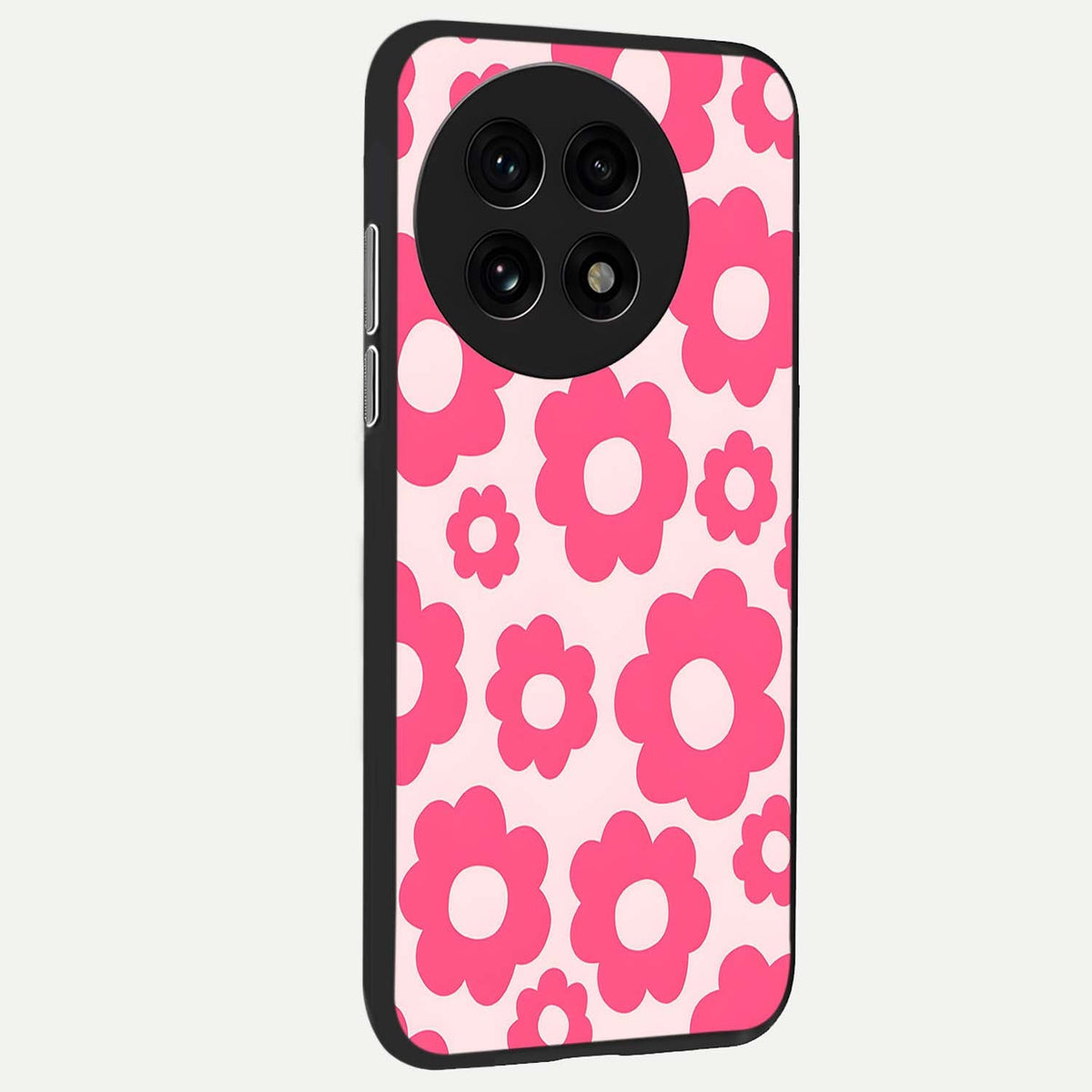 Blush Flower Pop back cover For OnePlus 13R slim fit glass case with vibrant aesthetic design
