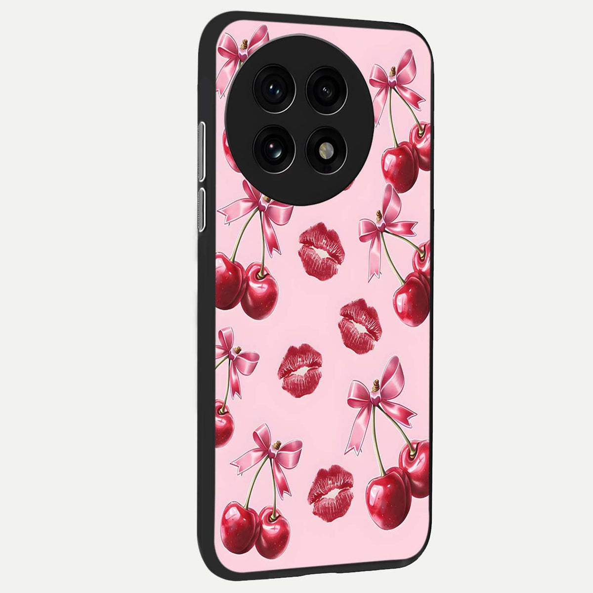 Cherry With Lips back cover For OnePlus 13R slim fit glass case with vibrant aesthetic design