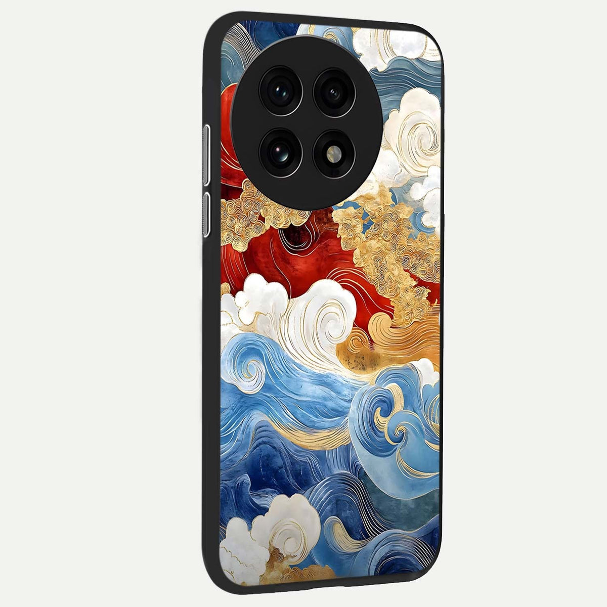 Colored Waves back cover For OnePlus 13R slim fit glass case with vibrant aesthetic design
