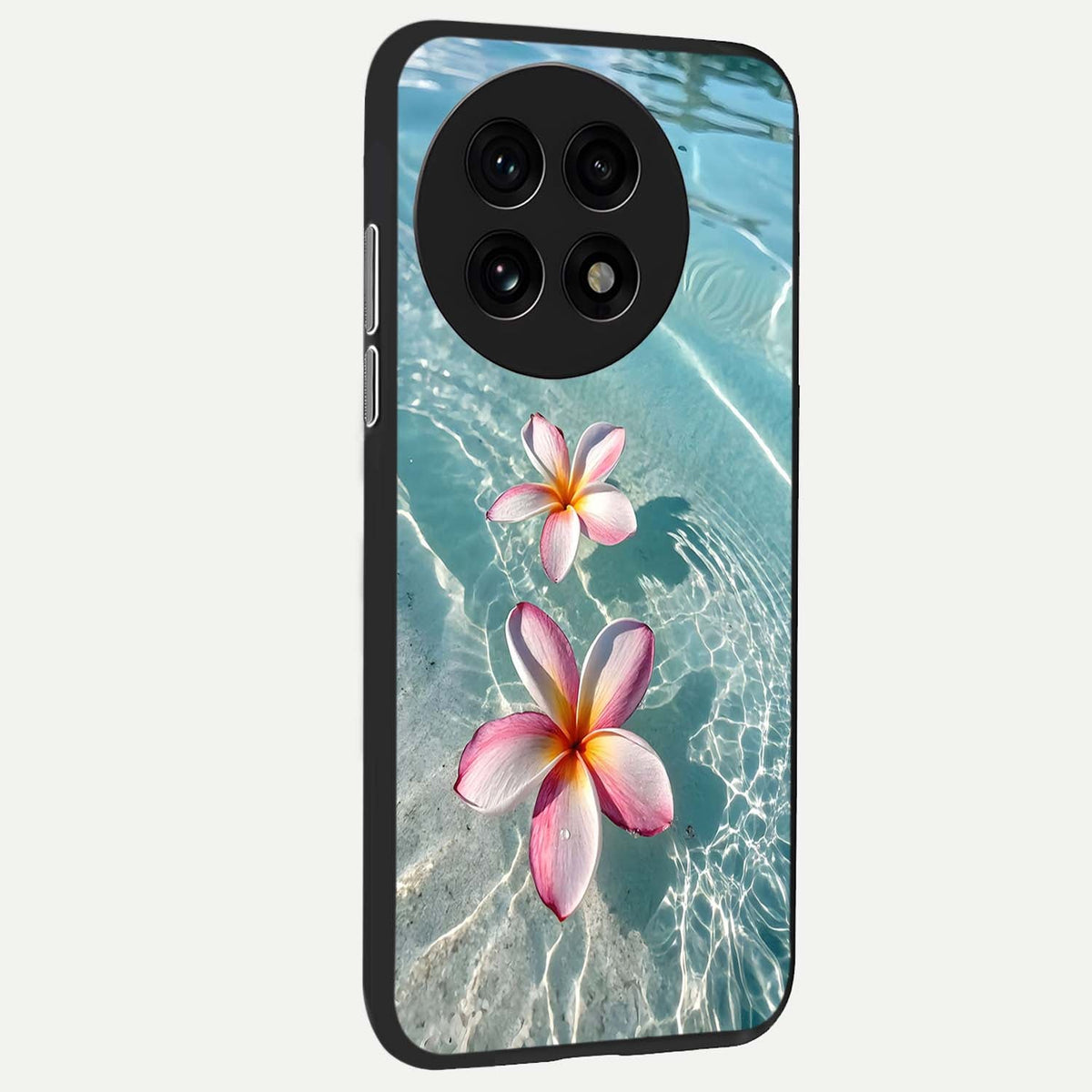 Floating Bloom Bliss back cover For OnePlus 13R slim fit glass case with vibrant aesthetic design