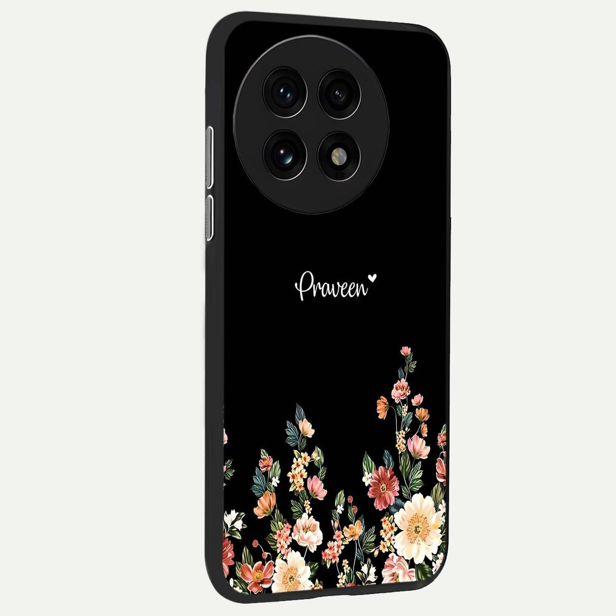 Floral Design Personalized Custom Name back cover For OnePlus 13R slim fit glass case with vibrant aesthetic design