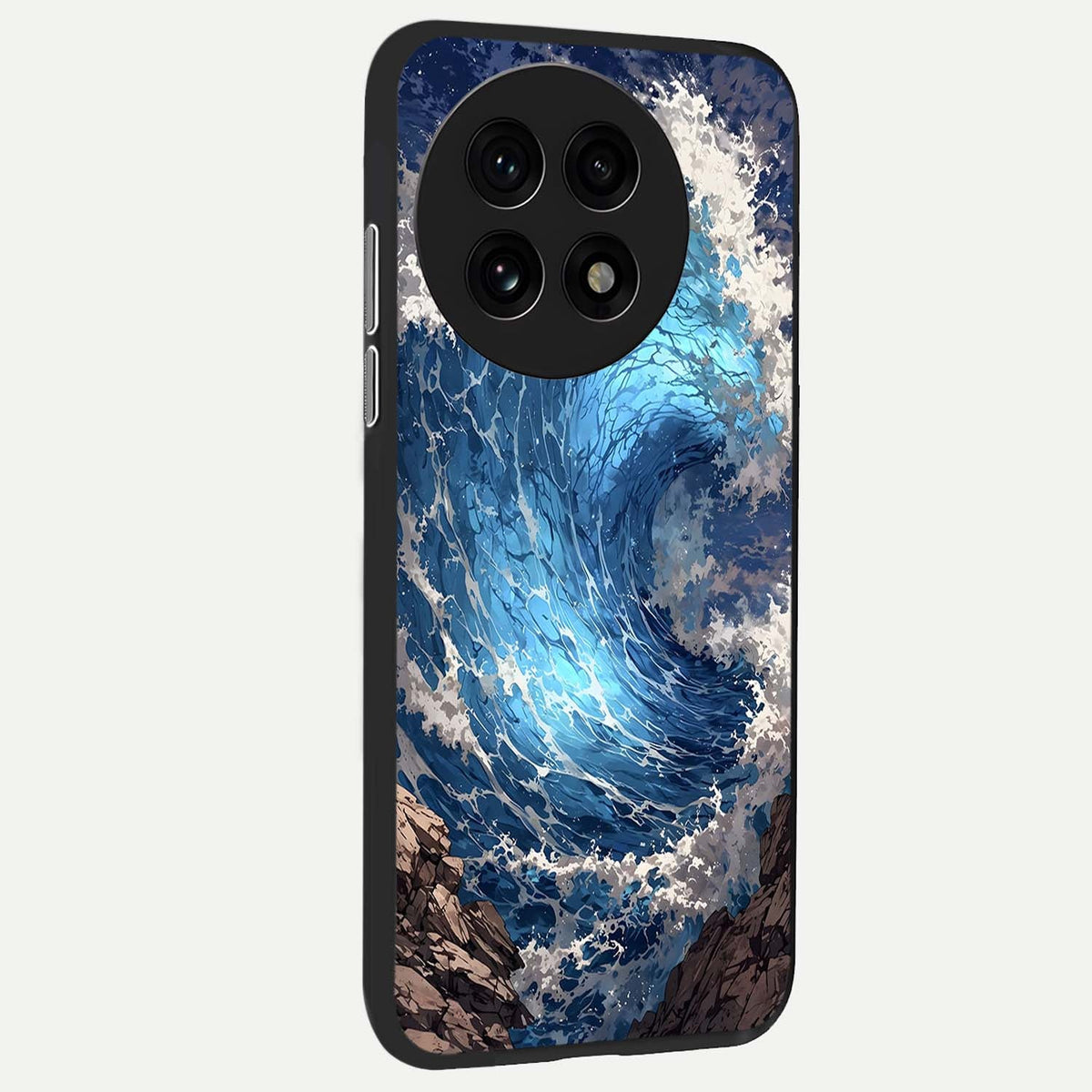Giant Ocean Wave back cover For OnePlus 13R slim fit glass case with vibrant aesthetic design