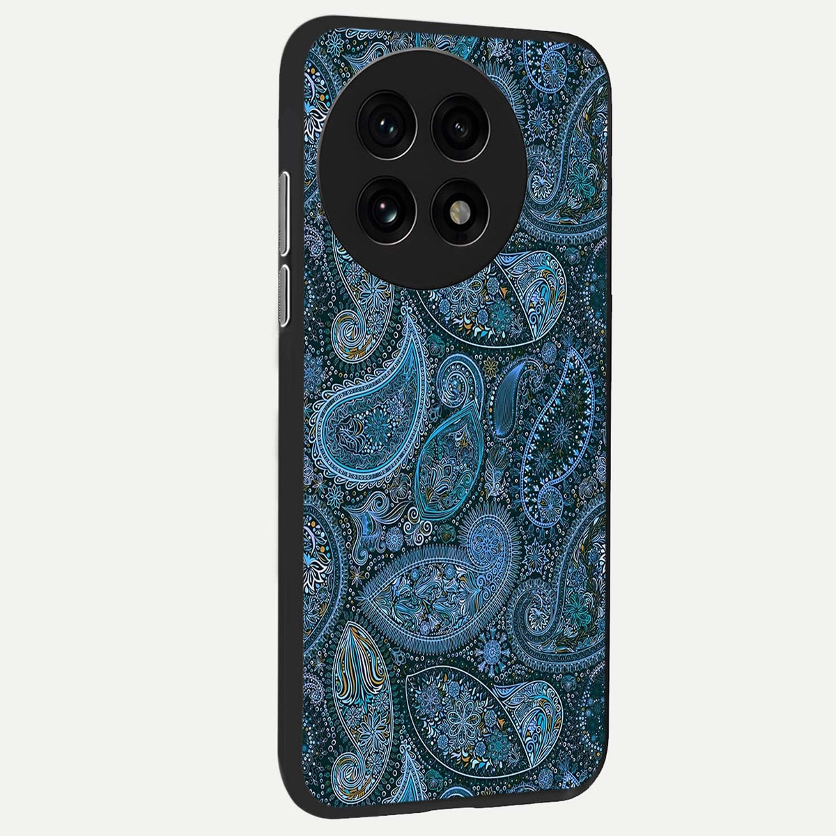 Midnight Paisley Glow back cover For OnePlus 13R slim fit glass case with vibrant aesthetic design