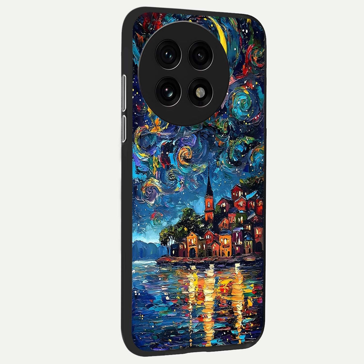 Moonlight Harbor Glow back cover For OnePlus 13R slim fit glass case with vibrant aesthetic design