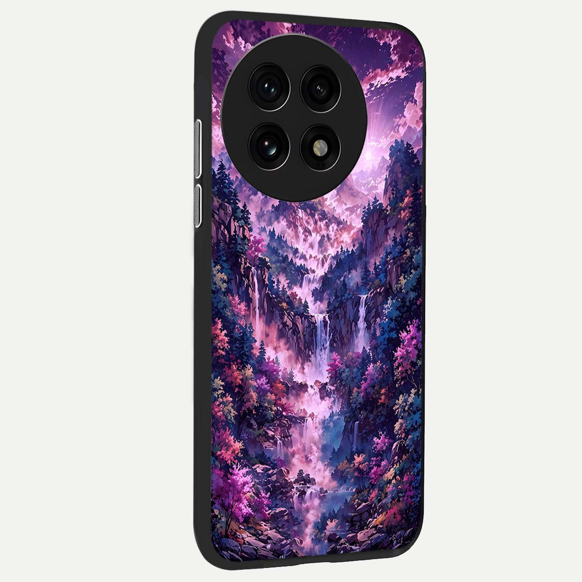 Mystic Cascade Peaks back cover For OnePlus 13R slim fit glass case with vibrant aesthetic design