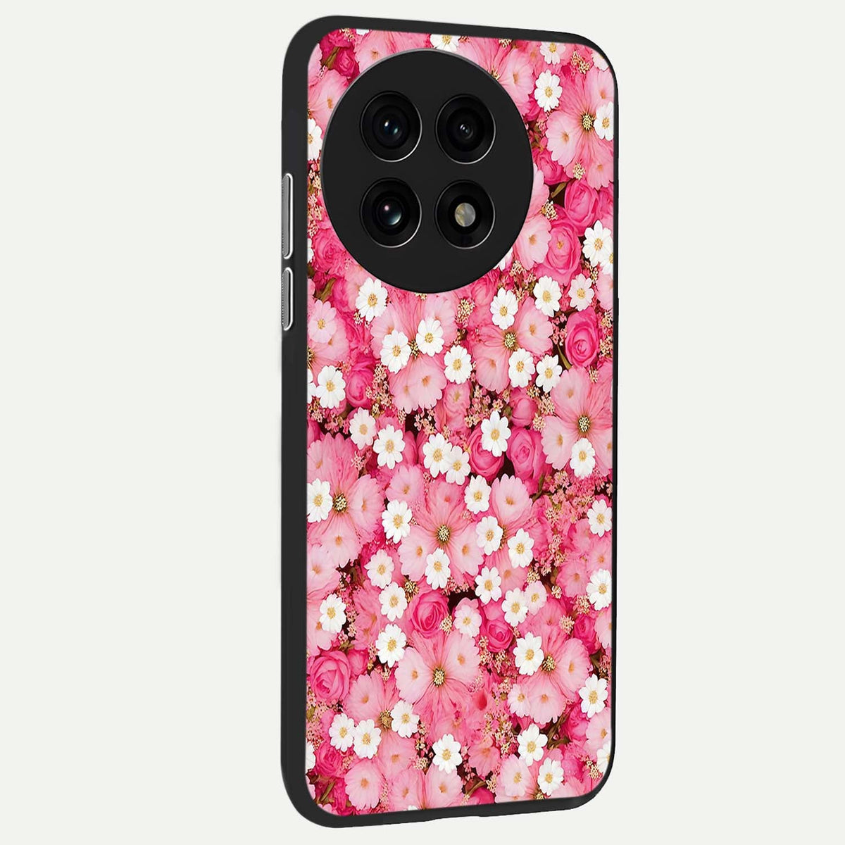 Pink Daisy Bliss back cover For OnePlus 13R slim fit glass case with vibrant aesthetic design