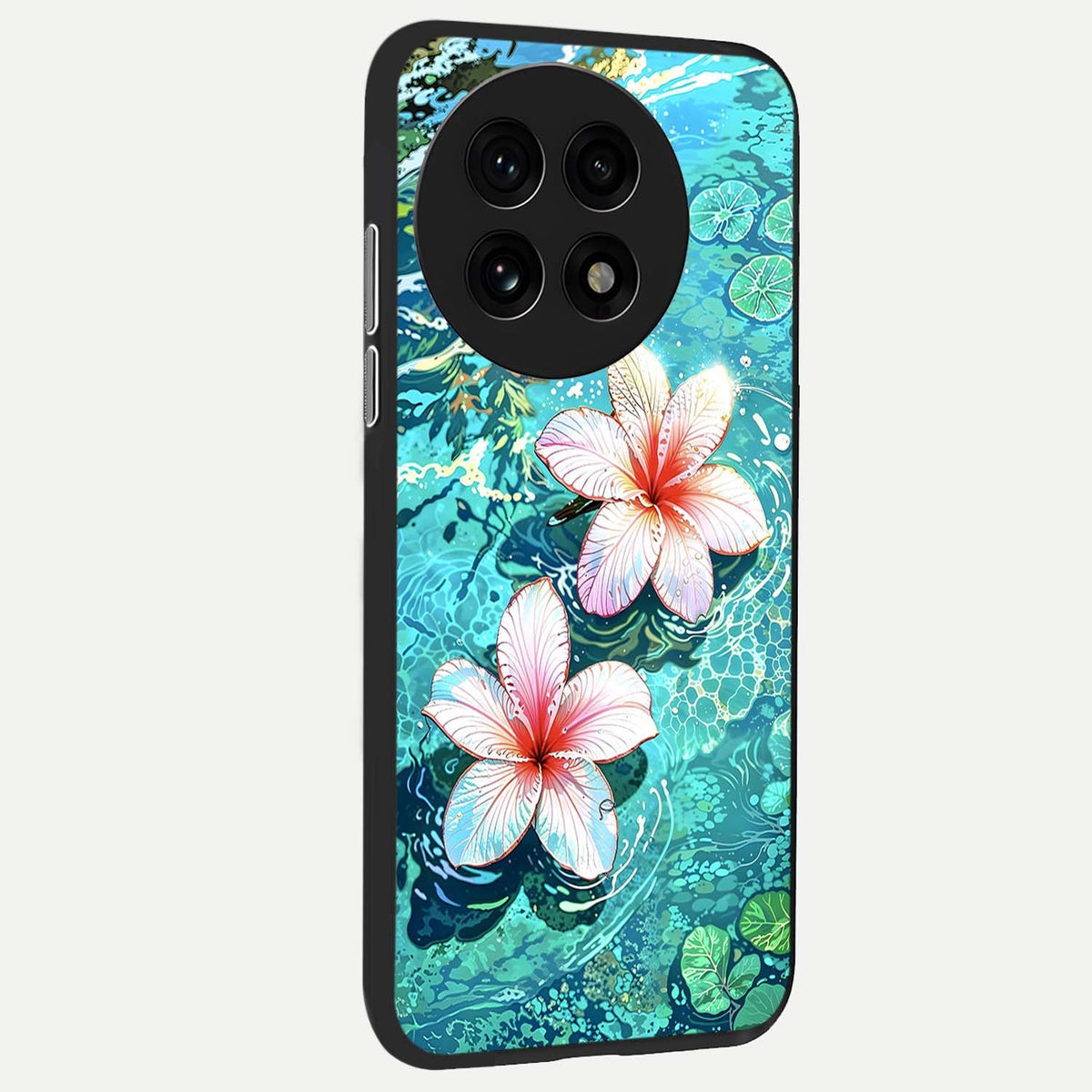 Pink Flowers in Water back cover For OnePlus 13R slim fit glass case with vibrant aesthetic design
