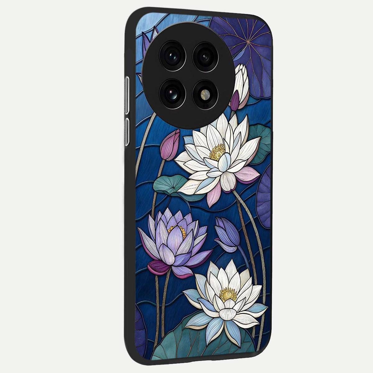 Purple Lotus Stained back cover For OnePlus 13R slim fit glass case with vibrant aesthetic design