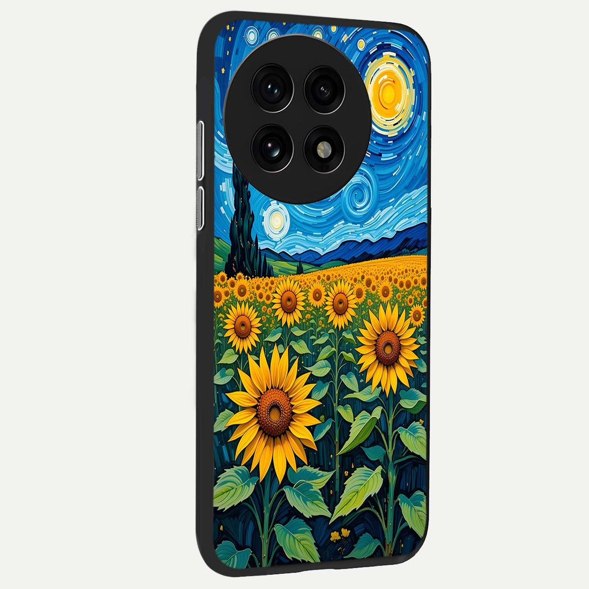 Starry Sunflower Dreams back cover For OnePlus 13R slim fit glass case with vibrant aesthetic design