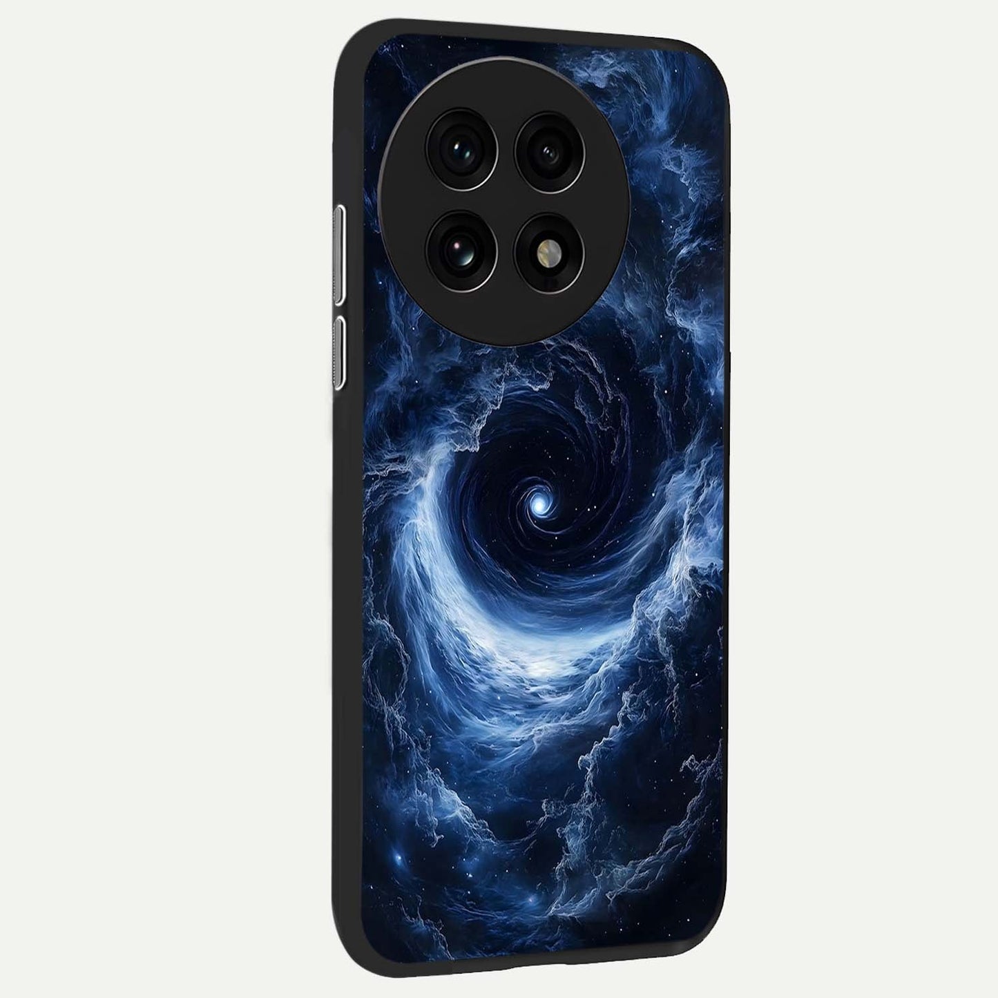Stunning Galaxy Glass Case showing full back design in clean flat view with expansive galaxy artwork and glossy glass finish.