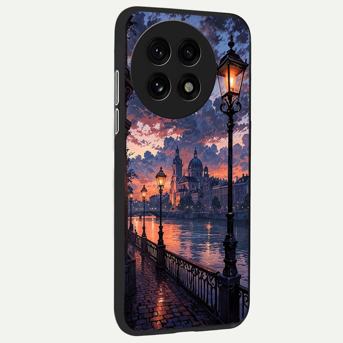 Twilight River Lights back cover For OnePlus 13R slim fit glass case with vibrant aesthetic design