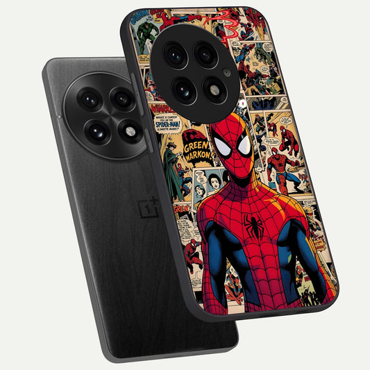 Aesthetic Spider phone case For OnePlus 13 showing premium glass back cover with detailed artwork