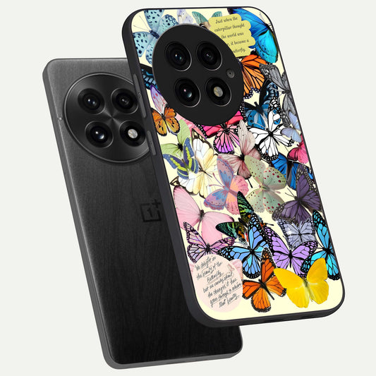 Butterflies Petal Dream phone case For OnePlus 13 showing premium glass back cover with detailed artwork