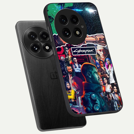 CYBERPUNK Legacy phone case For OnePlus 13 showing premium glass back cover with detailed artwork