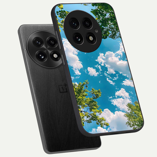 Green Moon Energy phone case For OnePlus 13 showing premium glass back cover with detailed artwork